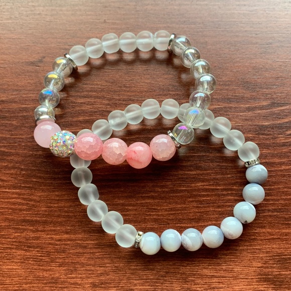 Handmade Jewelry - {Handmade} Pink and Gray Bracelet Set